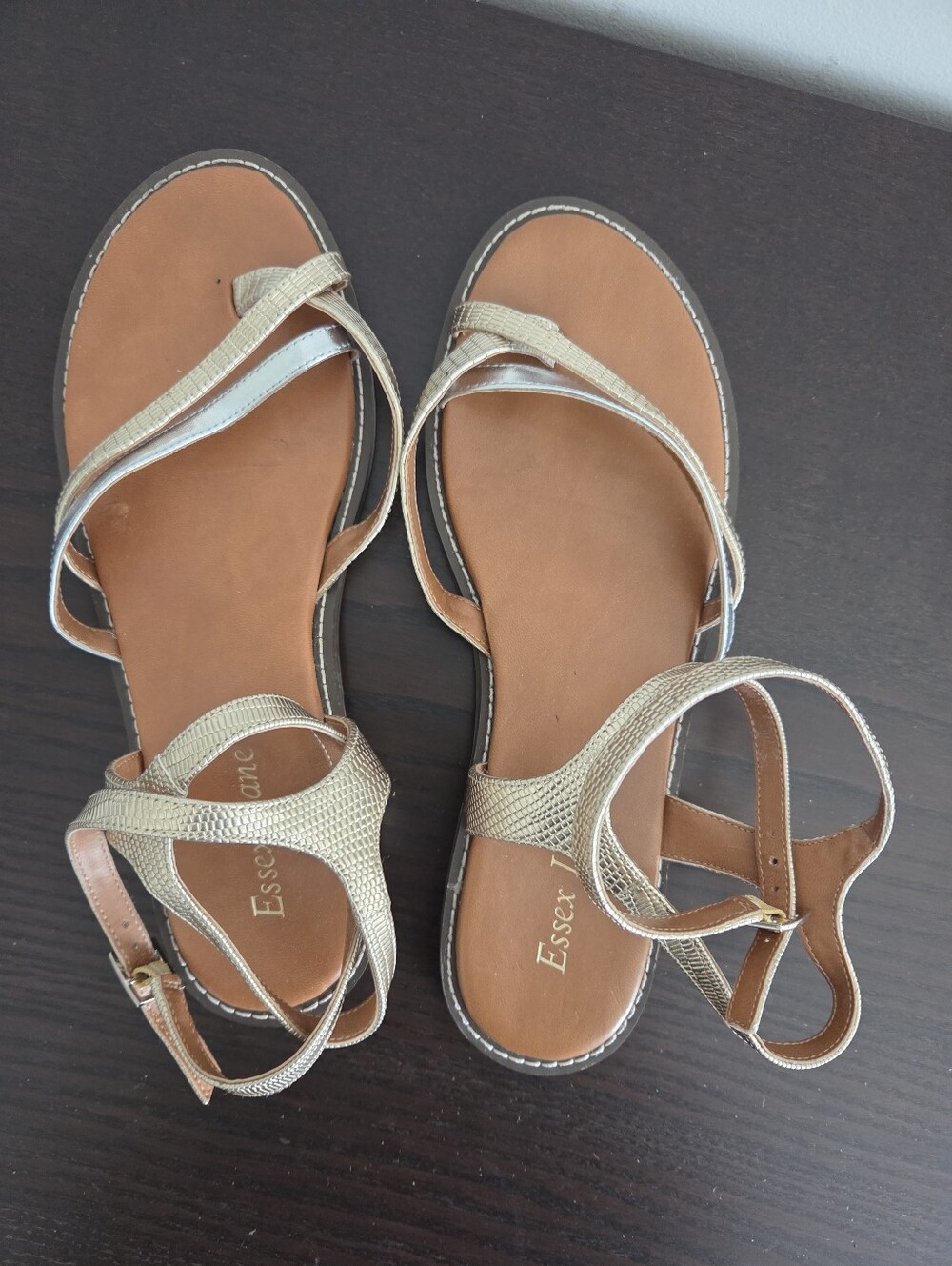 Essex Lane Gold/Silver Ankle Strap Womens Sandals